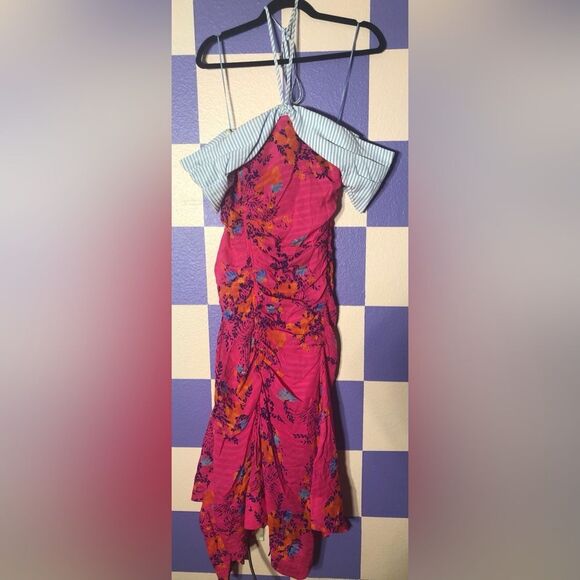 NWT Tanya Taylor Falling Floral Vibrant Silk Virginia Dress - Size 4, MSRP $595 - Picture 2 of 7